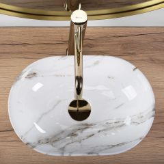 Rea Amelia REAU9107 umywalka 38x26 cm owalna nablatowa biała