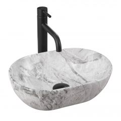 Rea Amelia REAU9109 umywalka 38x26 cm owalna nablatowa szary/kamień