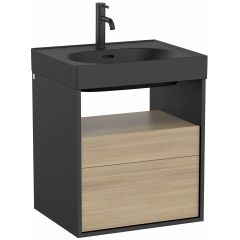 Roca Meridian A858105608 szafka 55x46x56.5 cm podumywalkowa wisząca czarna-dąb