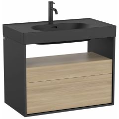 Roca Meridian A858107608 szafka 80x46x56.5 cm podumywalkowa wisząca czarna-dąb