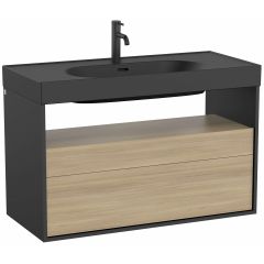 Roca Meridian A858108608 szafka 100x46x56.5 cm podumywalkowa wisząca czarna-dąb