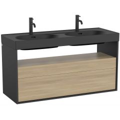 Roca Meridian A858109608 szafka 120x46x56.5 cm podumywalkowa wisząca czarna-dąb