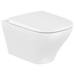 Roca Optica A34HD11000 miska wc z deską wolnoopadającą wisząca bez kołnierza ze spłukiwaniem wirowym biały połysk