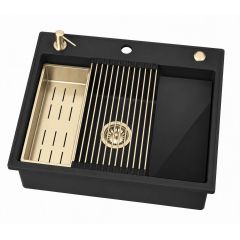 Ruvetti Absol 60 3001ABFB60WPVDCH zlewozmywak granitowy z wkładką ociekową 56x50 cm czarny