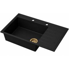 Ruvetti Axel 160 K 3001AXKFB160KWPVDCH zlewozmywak granitowy 79x50 cm czarny