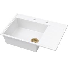 Ruvetti Axel 160 K 3001AXKWH160KWPVDCH zlewozmywak granitowy 79x50 cm biały