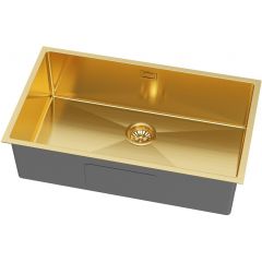 Ruvetti Stelio 5001SPVDGOLD80P zlewozmywak stalowy z syfonem 74x44 cm złoty