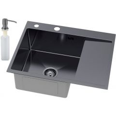 Ruvetti Linar 5002LPVDGRF120WL zlewozmywak z dozownikiem 62x48 cm grafit