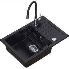 Ruvetti Natu Compact LP3200NC6244BCW zlewozmywak z baterią i akcesoriami czarny/stal