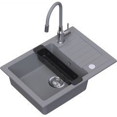 Ruvetti Natu Compact LP3200NC6244GRW zlewozmywak z baterią i akcesoriami szary/stal