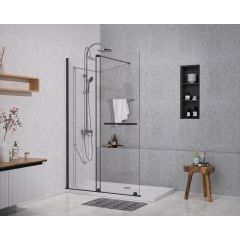 Sea-Horse Creative BK258T10K ścianka prysznicowa walk-in 100 cm czarny mat/szkło przezroczyste
