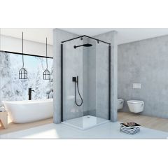 Sea-Horse Creative BKP257T0813K kabina prysznicowa walk-in 130x80 cm prostokątna czarny mat/szkło przezroczyste