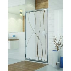 Sanplast TX 600271106038231 drzwi prysznicowe z profilem 100 cm uchylne srebrny połysk/szkło ze wzorem