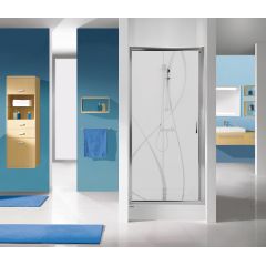 Sanplast TX 600271110038231 drzwi prysznicowe z profilem 90 cm rozsuwane srebrny połysk/szkło ze wzorem