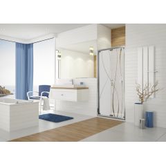 Sanplast TX 600271120038231 drzwi prysznicowe z profilem 70 cm składane srebrny połysk/szkło ze wzorem
