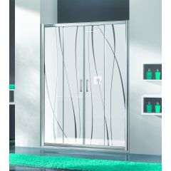 Sanplast TX 600271128038231 drzwi prysznicowe z profilem 180 cm rozsuwane srebrny połysk/szkło ze wzorem