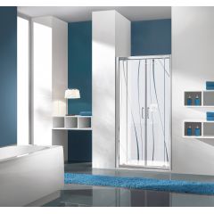 Sanplast TX 600271192038231 drzwi prysznicowe z profilem 80 cm uchylne srebrny połysk/szkło ze wzorem