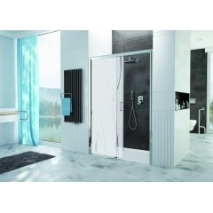 Sanplast Free Zone 600271311038231 drzwi prysznicowe 100 cm rozsuwane srebrny połysk/szkło ze wzorem