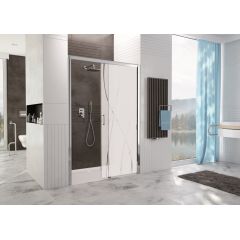 Sanplast Free Zone 600271312038231 drzwi prysznicowe 100 cm rozsuwane srebrny połysk/szkło ze wzorem