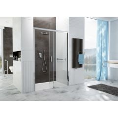 Sanplast Free Zone 600271324038401 drzwi prysznicowe 160 cm rozsuwane srebrny połysk/szkło przezroczyste