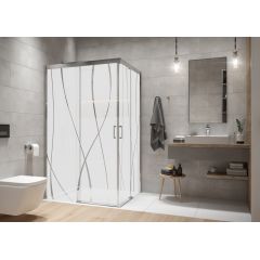 Sanplast Free Zone 600271352038231 kabina prysznicowa 100x100 cm kwadratowa srebrny połysk/szkło ze wzorem