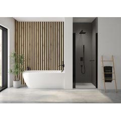 Sanplast Exa Line 600540075059401 drzwi prysznicowe z profilem 90 cm uchylne czarny mat/szkło przezroczyste