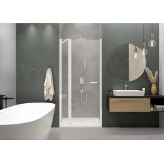 Sanplast Exa Line 600540081024401 drzwi prysznicowe z profilem 110 cm uchylne biały mat/szkło przezroczyste