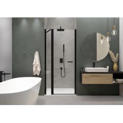 Sanplast Exa Line 600540081059401 drzwi prysznicowe z profilem 110 cm uchylne czarny mat/szkło przezroczyste