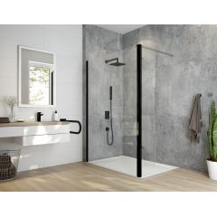 Sanplast Exa Line 600540097059401 kabina prysznicowa walk-in 80x33.5 cm czarny mat/szkło przezroczyste