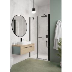 Sanplast Exa Line 600540121059401 ścianka do drzwi, na wymiar 30 cm czarny mat/szkło przezroczyste