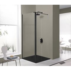 Sanplast Exa Line 600540126059401 kabina prysznicowa walk-in 70x33.5 cm czarny mat/szkło przezroczyste
