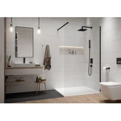 Sanplast Exa Line 600540148059401 ścianka prysznicowa walk-in 140 cm czarny mat/szkło przezroczyste