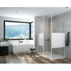 Sanplast Exa Line 600540158024201 ścianka prysznicowa walk-in 140 cm biały mat/szkło ze wzorem