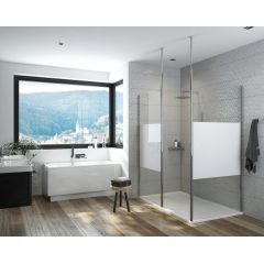 Sanplast Exa Line 600540158038201 ścianka prysznicowa walk-in 140 cm srebrny połysk/szkło ze wzorem