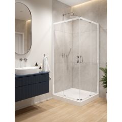 Sanplast Fris 602330106001400 kabina z brodzikiem 90x90 cm kwadratowa biały połysk/szkło przezroczyste