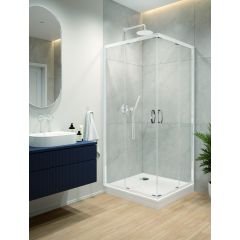 Sanplast Fris 602330306001400 kabina z brodzikiem 90x90 cm kwadratowa biały połysk/szkło przezroczyste