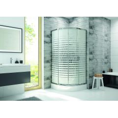Sanplast Fris 602331125038180 kabina z brodzikiem 80x80 cm półokrągła srebrny połysk/szkło ze wzorem