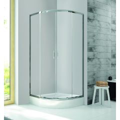 Sanplast Fris 602331125038400 kabina z brodzikiem 80x80 cm półokrągła srebrny połysk/szkło przezroczyste