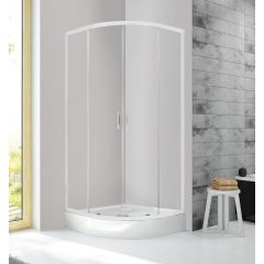 Sanplast Fris 602331126001400 kabina z brodzikiem 90x90 cm półokrągła biały połysk/szkło przezroczyste