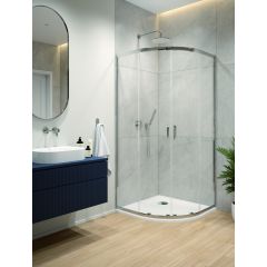 Sanplast Fris 602331225038400 kabina z brodzikiem 80x80 cm półokrągła srebrny połysk/szkło przezroczyste