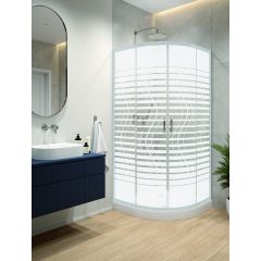 Sanplast Fris 602331325001180 kabina z brodzikiem 80x80 cm półokrągła biały połysk/szkło ze wzorem