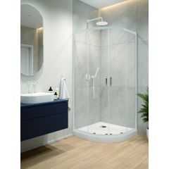 Sanplast Fris 602331325001400 kabina z brodzikiem 80x80 cm półokrągła biały połysk/szkło przezroczyste