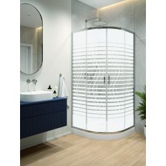 Sanplast Fris 602331326038180 kabina z brodzikiem 90x90 cm półokrągła srebrny połysk/szkło ze wzorem