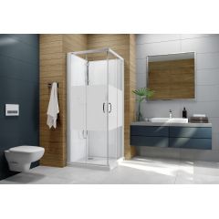 Sanplast Basic Complete Mineral 6024600121012H0 kabina z brodzikiem i zestawem prysznicowym 100x80 cm prostokątna biały połysk/szkło ze wzorem