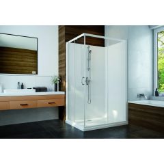 Sanplast Basic Complete Mineral 6024600121014B0 kabina z brodzikiem i zestawem prysznicowym 100x80 cm prostokątna biały połysk/szkło przezroczyste