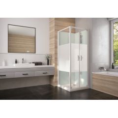 Sanplast Basic Complete Mineral 6024600411012B0 kabina z brodzikiem i zestawem prysznicowym 70x70 cm kwadratowa biały połysk/szkło ze wzorem