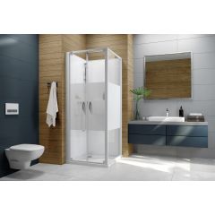 Sanplast Basic Complete Mineral 6024600411012H0 kabina z brodzikiem i zestawem prysznicowym 70x70 cm kwadratowa biały połysk/szkło ze wzorem