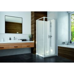 Sanplast Basic Complete Mineral 6024600421014B0 kabina z brodzikiem i zestawem prysznicowym 80x80 cm kwadratowa biały połysk/szkło przezroczyste