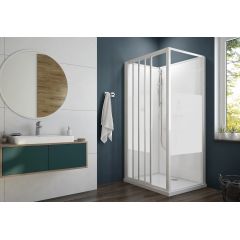 Sanplast Basic Complete Mineral 6024600841012H0 kabina z brodzikiem i zestawem prysznicowym 120x80 cm prostokątna biały połysk/szkło ze wzorem