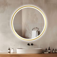 Venti Orion Gold 5905951180366 lustro 60x60 cm okrągłe z oświetleniem z matą grzewczą złote